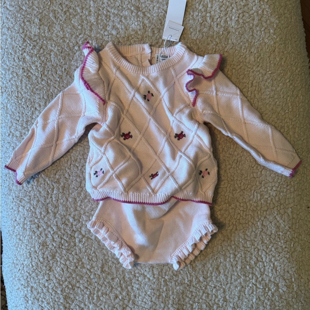 Janie and Jack Pink and White Kids Matching Set